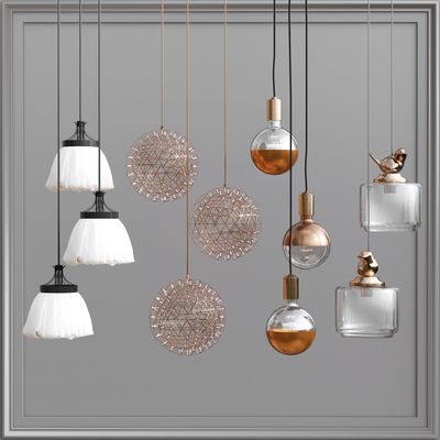 现代球形吊灯su模型