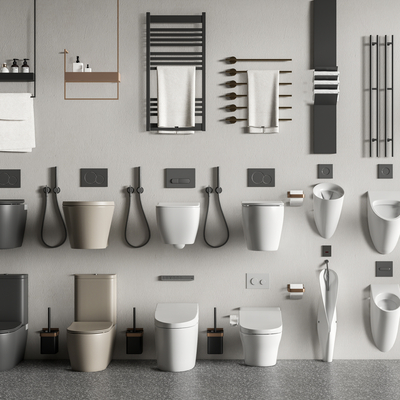 现代马桶毛巾架卫浴用品su模型