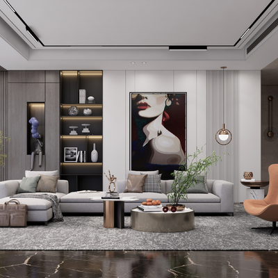 现代轻奢沙发组合su模型