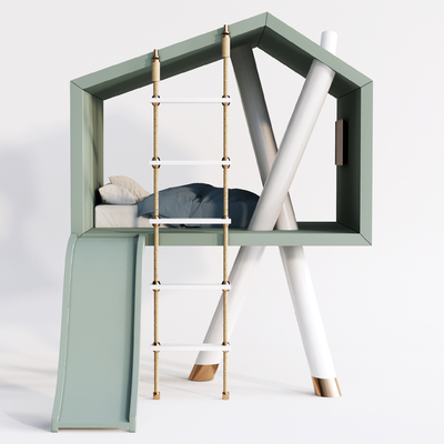 现代儿童床上下床su模型