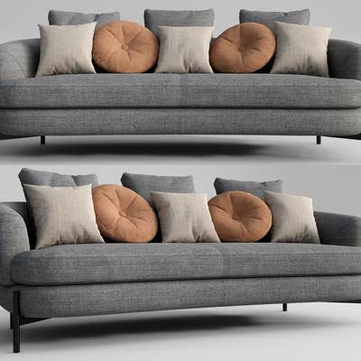 现代布艺双人沙发su模型