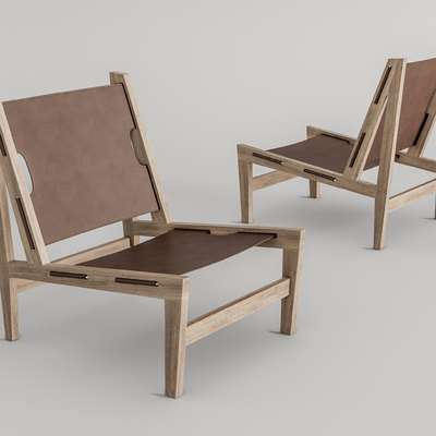 北欧皮革休闲椅su模型