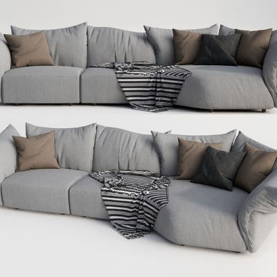 现代布艺多人沙发su模型