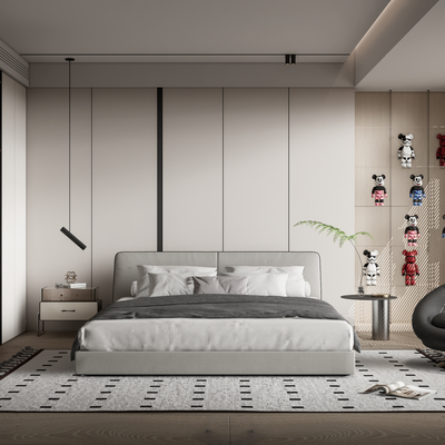 现代卧室 主人房su模型