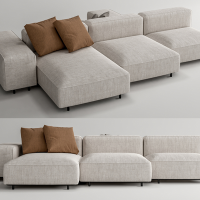 现代布艺多人沙发su模型