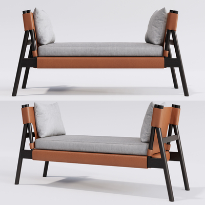  现代布艺床尾凳脚踏su模型 