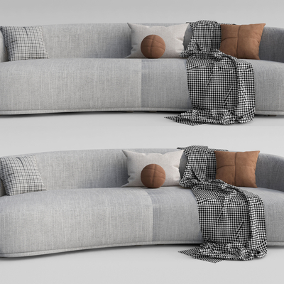 现代布艺弧形沙发su模型