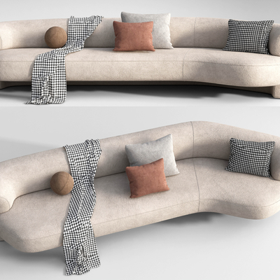 现代布艺多人沙发su模型