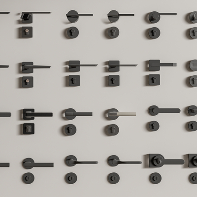 现代五金件 门把手su模型