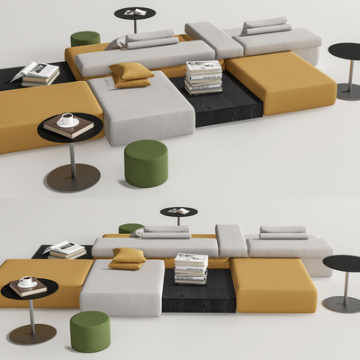  办公沙发 卡座沙发su模型 