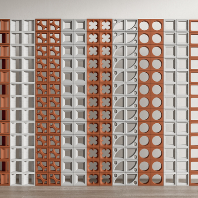 水泥砖隔断 屏风su模型