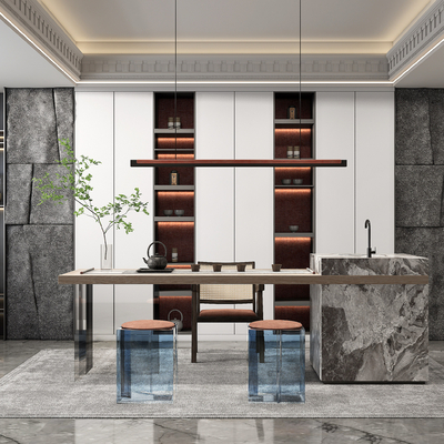 现代茶室su模型