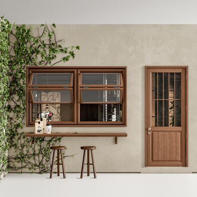 咖啡店 门头 门面su模型