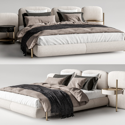 BAXTER STONE白色双人床su模型