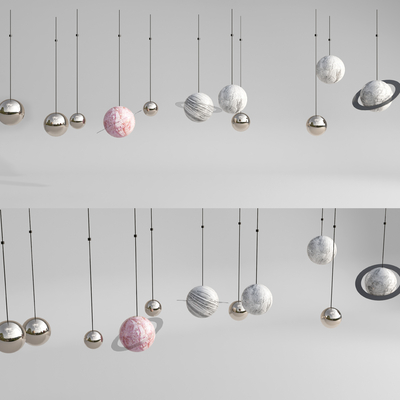  现代星球装饰吊灯su模型 