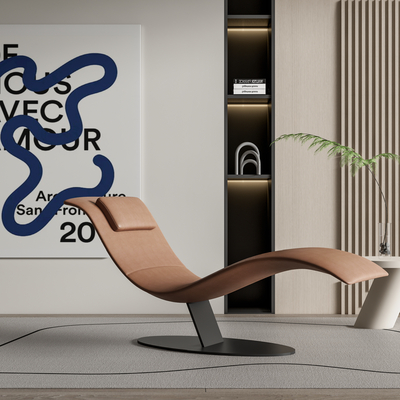  现代棕色躺椅su模型 