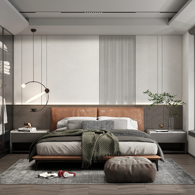 现代卧室su模型