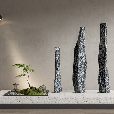 现代石头雕塑 庭院小品su模型