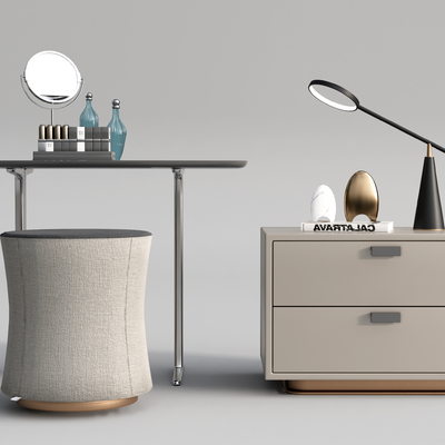 现代床头柜梳妆台su模型