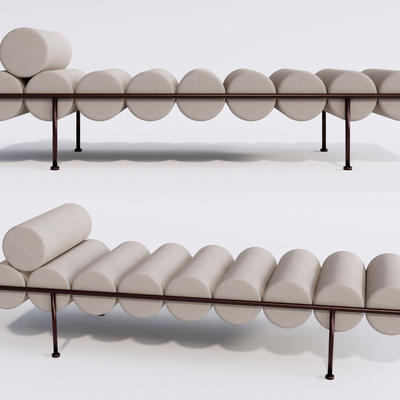  现代布艺床尾凳脚踏su模型 