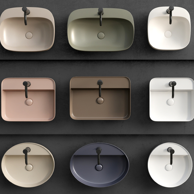  现代洗手台台盆洗脸盆su模型 