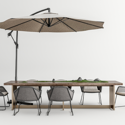 现代户外餐桌椅su模型