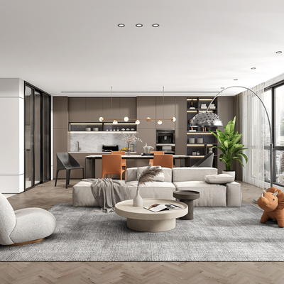 现代客餐厅su模型