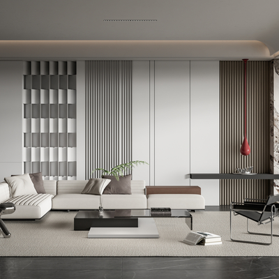 现代转角沙发组合su模型