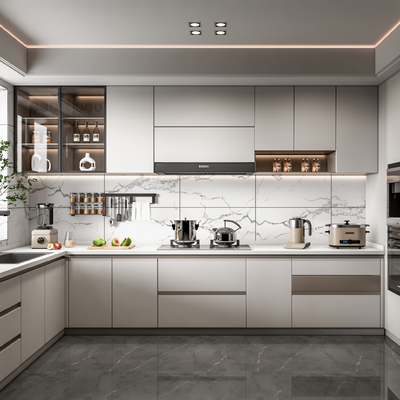 现代封闭式厨房su模型