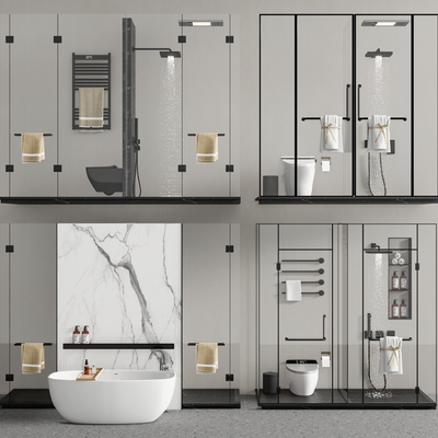  淋浴间 淋浴房su模型 