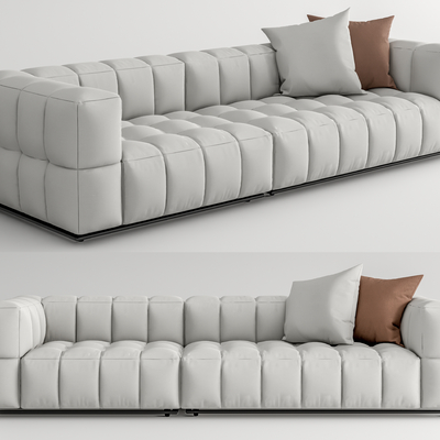 现代软体白色多人沙发su模型