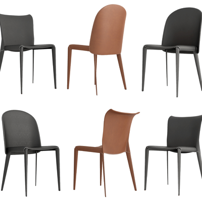 现代皮革餐椅单椅su模型