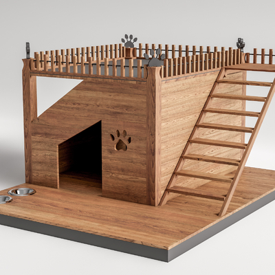 现代宠物木屋su模型