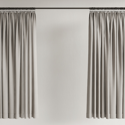 现代窗帘 拉帘su模型