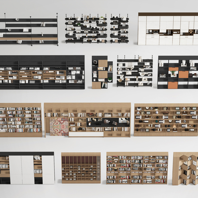 现代书架 书柜su模型