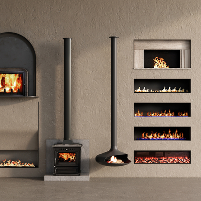 现代电子壁炉su模型