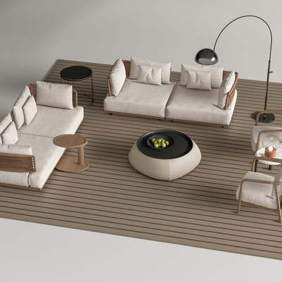  Minotti 户外沙发茶几组合su模型 