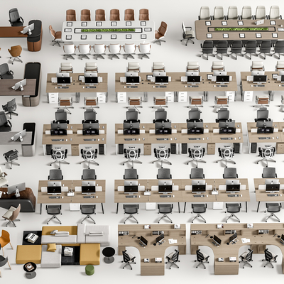  经理桌 班台 电脑桌 会议桌su模型 