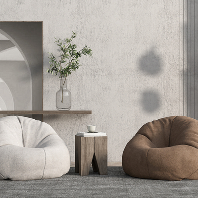  现代布艺懒人沙发su模型 