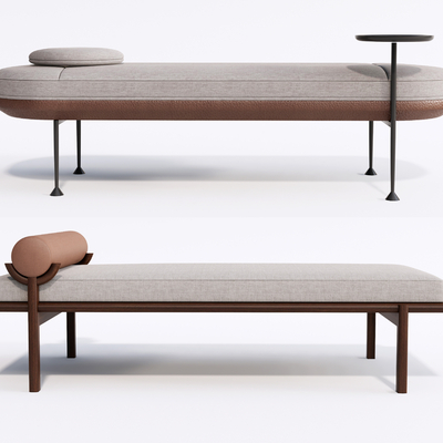  现代布艺床尾凳脚踏su模型 