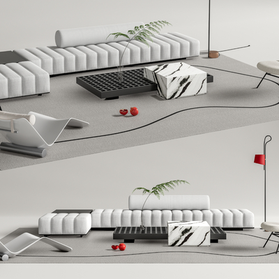  Minotti  沙发茶几组合su模型 