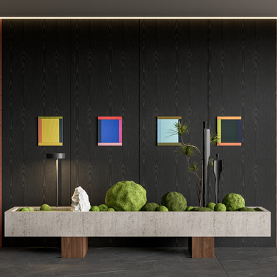  现代室内苔藓球su模型 