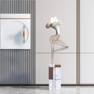 现代抽象人物雕塑su模型