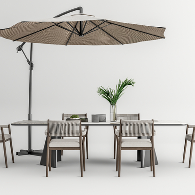 现代户外休闲桌椅su模型