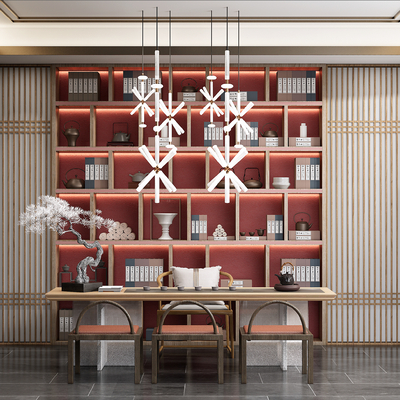 新中式茶室su模型