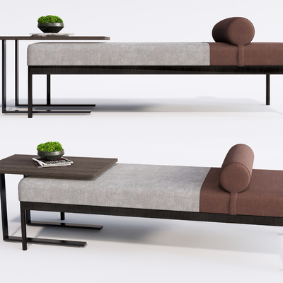  新中式布艺床尾凳脚踏su模型 