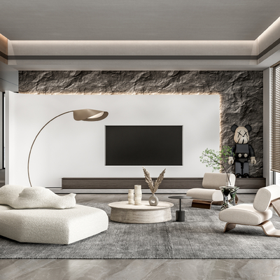 现代布艺沙发组合su模型