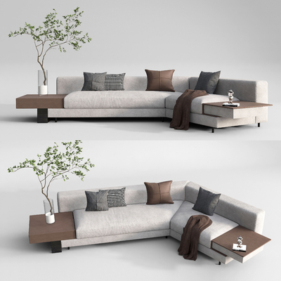 现代布艺转角沙发su模型