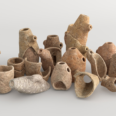  侘寂瓶瓶罐罐摆件su模型 