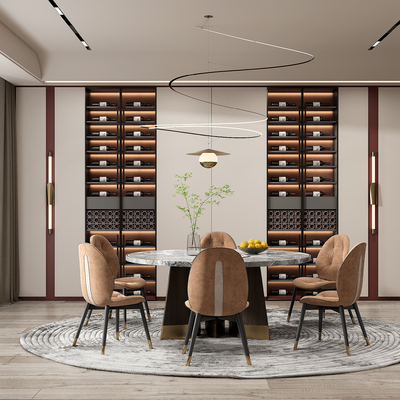 现代轻奢餐厅su模型